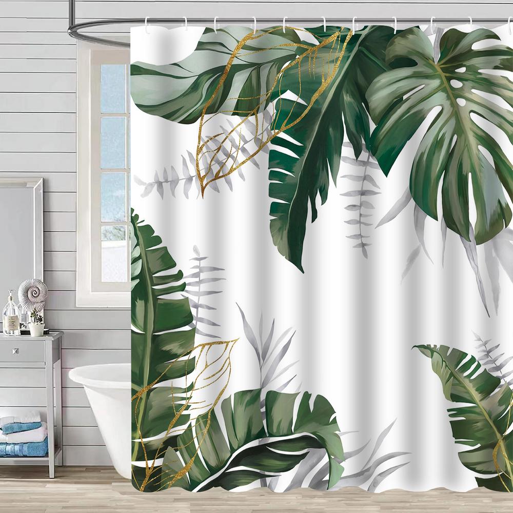 Bathroom Floral Shower Curtain, Retro Flower Farmhouse Flower Plant Butterfly Animal Bohemia, Bathtub Shower Curtain With Hooks