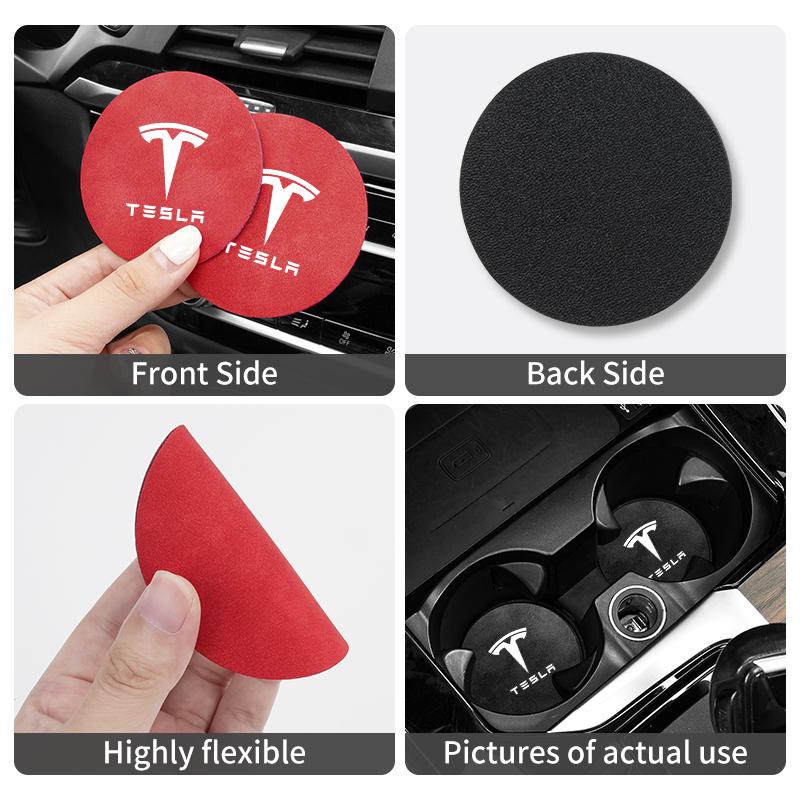 2PCS Car Valve Coaster Water Cup Holder Anti-slip Pad Mat For Tesla Model 3 Model S Model X Model Y Roadster Bonina Coil Juguete