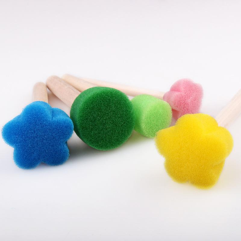 5pcs Child Interactive Puzzle Toys Children Drawing Toy Graffiti Assistance Tool Paint Brush Sponge Brush Finger Painting Parent
