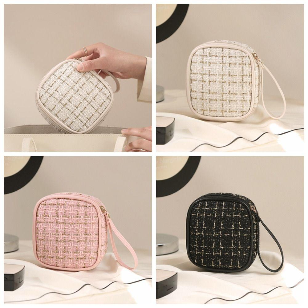 

With Lanyard Lattice Makeup Bag French Style Square Lipstick Bag Femal/Girls