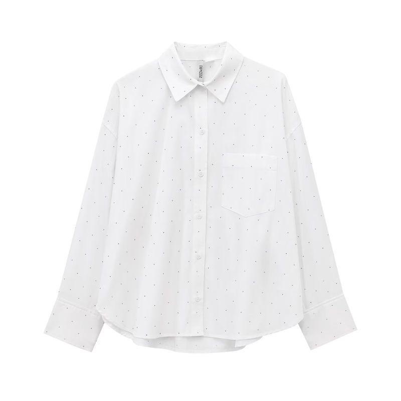 Kaslead New Arrival Women's Fashion Style Fashion Large Profile Rhinestone Embellished Shirt 1266764