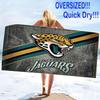 Jacksonville Jaguars Print Beach Towel, Large Soft Quick Dry Towel for Beach Camping Swimming