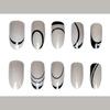 Extra Long Press On Nails, Coffin Fake Nails, Glossy Acrylic Nails, Artificial Glue On Nails For Women And Girls 24pcs-Black Abstract Swirl