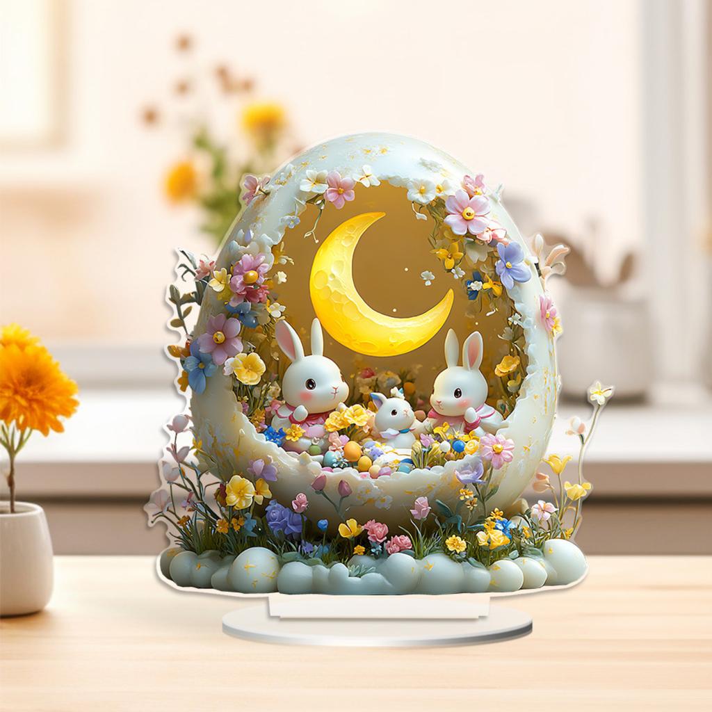 2D Resurrection Easter Rabbits Acrylic Home Decor Ornament