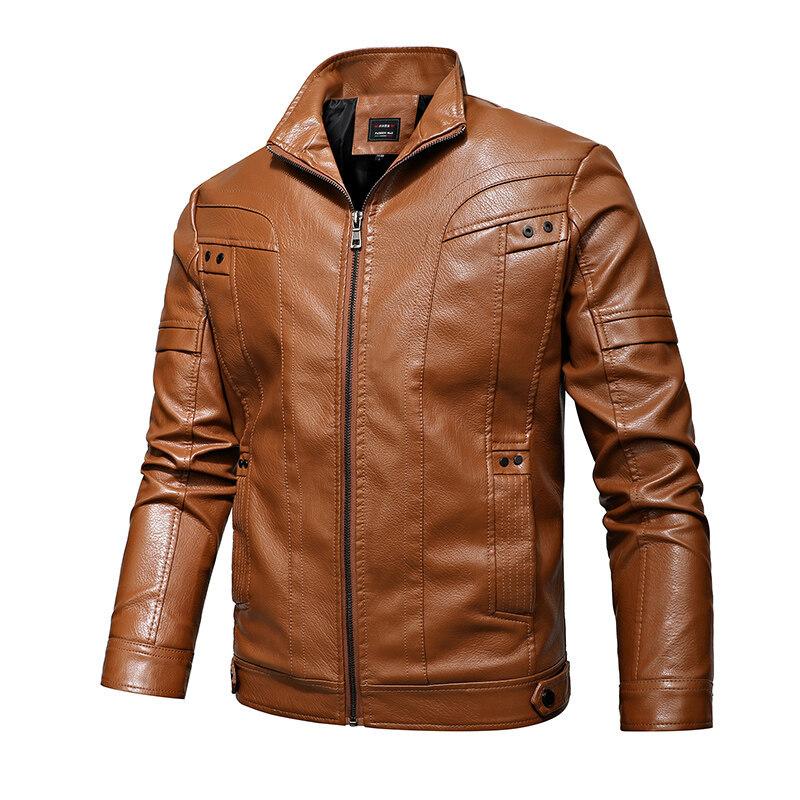 Spring and Autumn New Men's Leather Jacket Slim-fitting Handsome Trendy Youth Motorcycle Leather Jacket Men