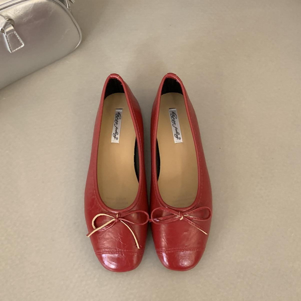 

Bailamos Women Flat-Bottomed Small Slip On Single Shoes Spring and Summer Bow Shallow Mouth Shoes Ballet Shoes 40