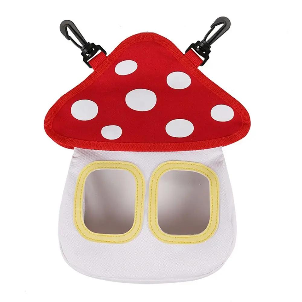 

Сумка-кормушка для сена из ткани Оксфорд в форме гриба с крючками, контейнер-дозатор для кормления, подвесной для шиншилл, хомяков, кроликов красный