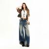 Early Spring Heavy Wash Vintage Relaxed Slim Floor Wide Leg Denim Pants For Ladies Casual Pants Oversize Denim Trousers
