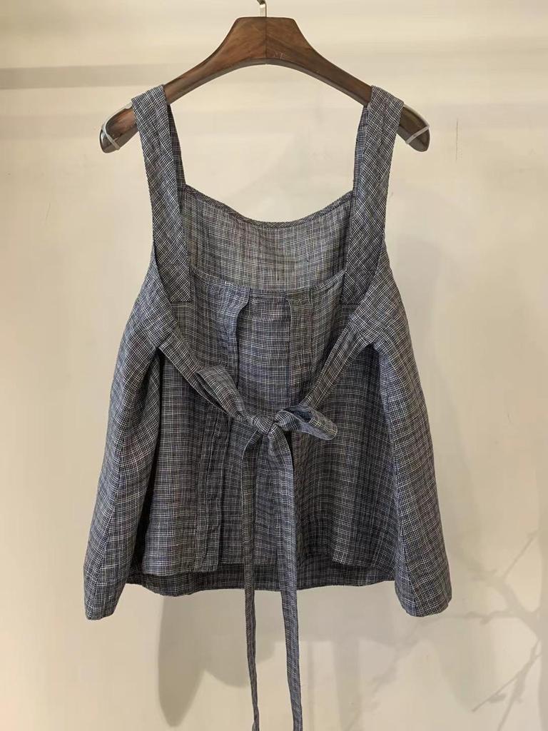 Women's Versatile Solid Color Linen Lace-up Vest for Summer 2026