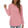 Women's Casual Fashion Round Neck Loose T-Shirt Solid Colour Long Sleeve Top