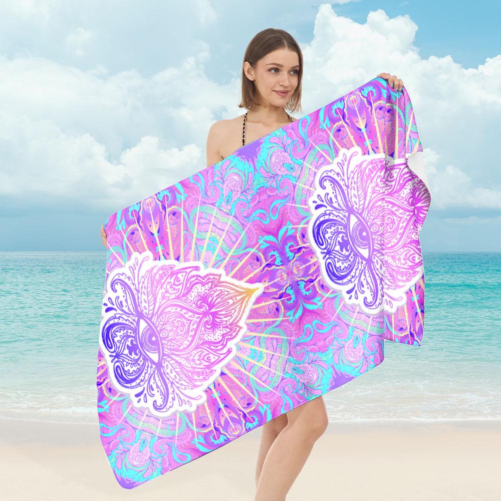 Tropical Palm Leaf Beach Towel Microfiber Quick Dry Absorbent Lightweight Monstera Print Towel for Beach Pool Vacation Travel