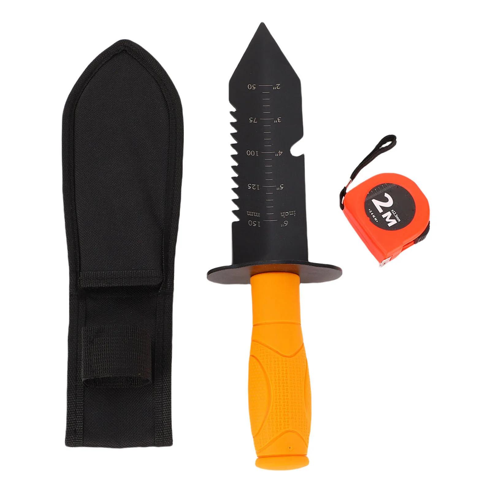 Heavy Duty Serrated Shovel Portable Non Slip Rubber Handle Heavy Duty Serrated Digging Tool Ergonomic with Sheath for Gardening