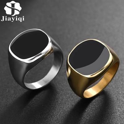 Herenring Punk Rock Glad 316L Roestvrij Staal Zegelring Voor Mannen Hip Hop Feest Sieraden Mannelijk Bruiloft Anel