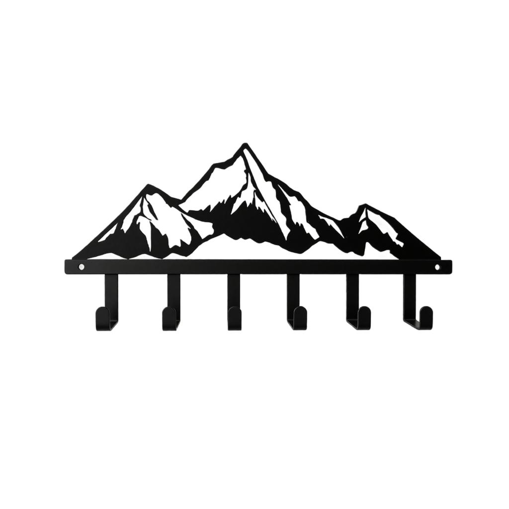 Metal Mountain Range Wall Hook Rack with Six Hooks for Home Key Towel Storage Creative Over Door Organizer Rack