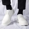 Casual Men's Leather Shoes Minimalist and Versatile Style Office Dress Party Plus Size Thick Soled Shoes Black and White