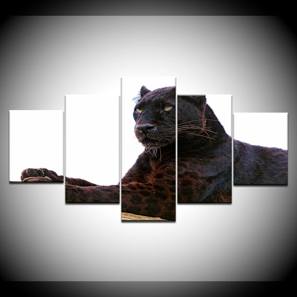 Das Leoparden-Tierkunstgemälde 5 Panels/Stück HD-Druck moderne Kunstmalerei Wandposter Leinwand Für Heim-Wohnzimmer-Dekoration