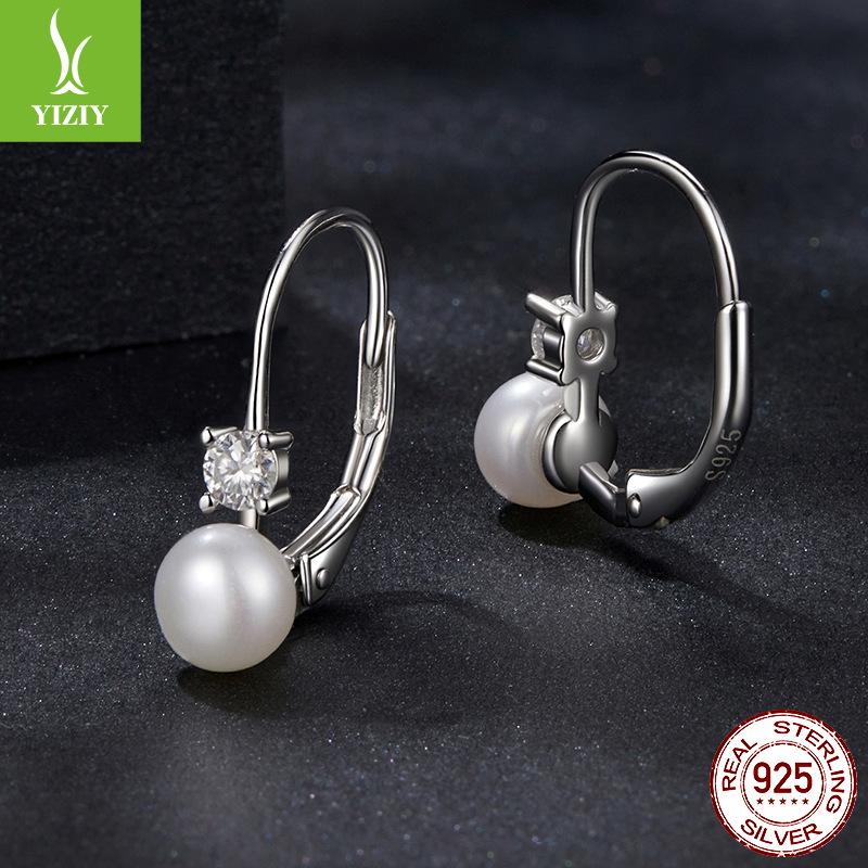 Natural Freshwater Pearl Mozzarella Diamond Earrings Women'S S925 Silver Moissanite Earrings Light Luxury High-End Autumn And Winter