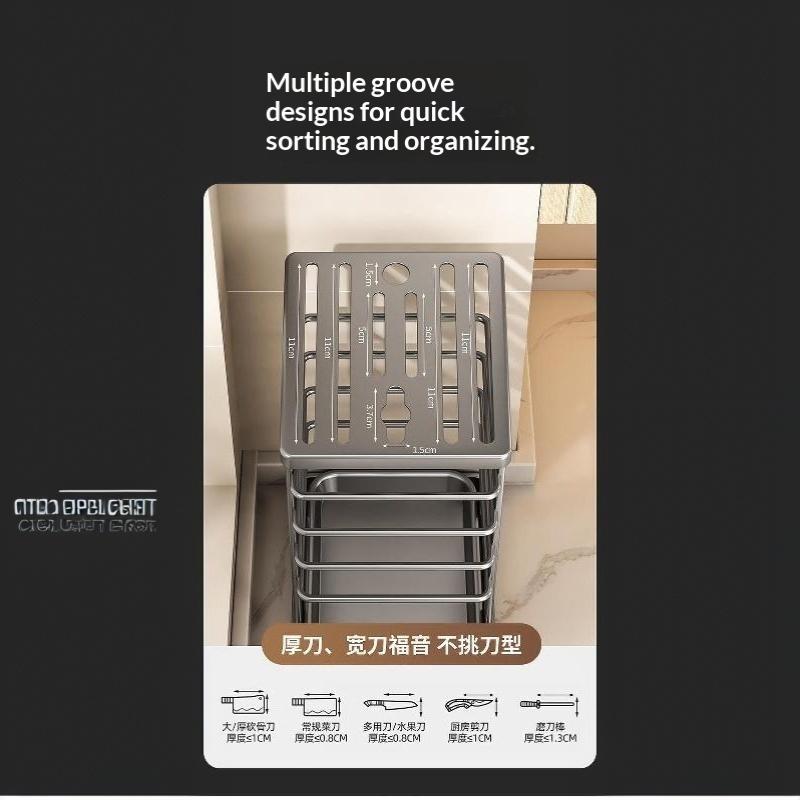 Kitchen Knife Holder Countertop Detachable Cutlery Storage Rack with Drain Tray for Home Kitchen Organization