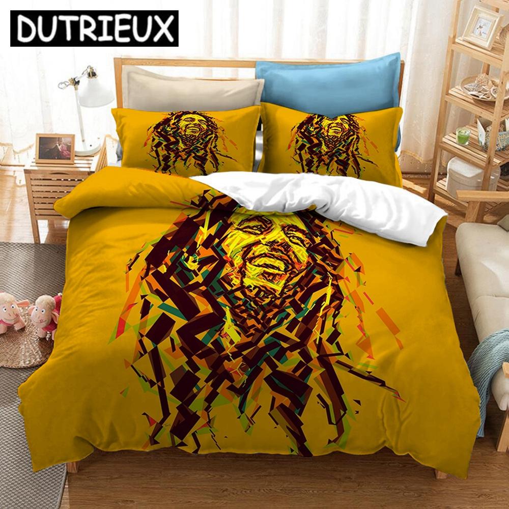 

Bob Marley 3D Printed Bedding Set Duvet Covers Pillowcases Comforter Bedding Set Bedclothes Bed Linen(No Sheet) EU Single(135*200cm)3pcs