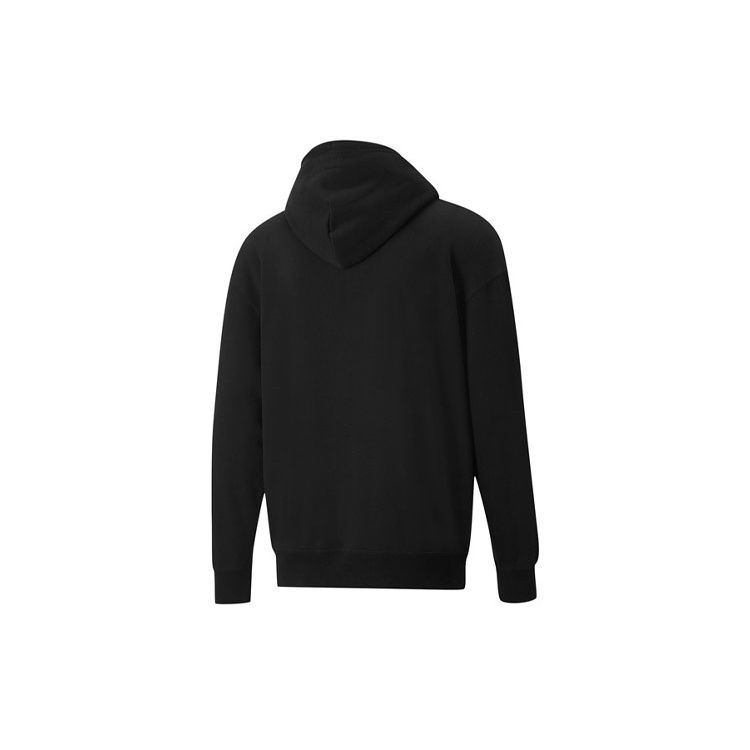 Puma Logo Print Loose Hoodie Pullover Men Tops Black 535305-01