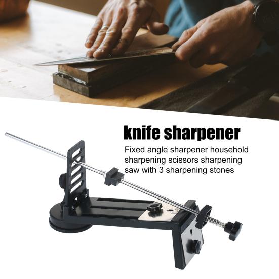 4 Stück/Set Messerschärfer mit 3 Schleifsteinen Rutschfeste Unterlage Festwinkel Rostfrei Universal