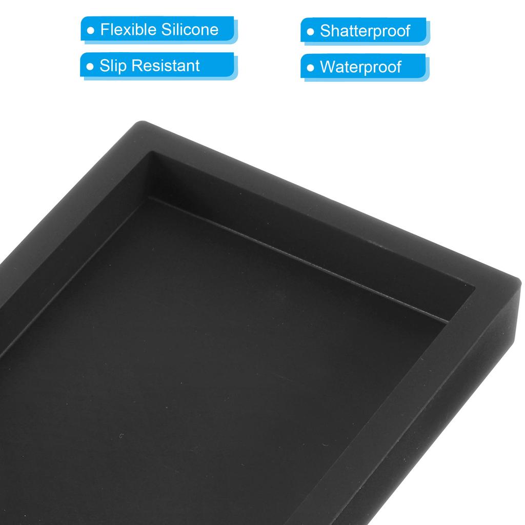 Bathroom Vanity Trays Silicone Bathroom Tray Shatterproof Durable Rectangle Bathroom Tray for Restroom Dresser Kitchen 1/2pcs