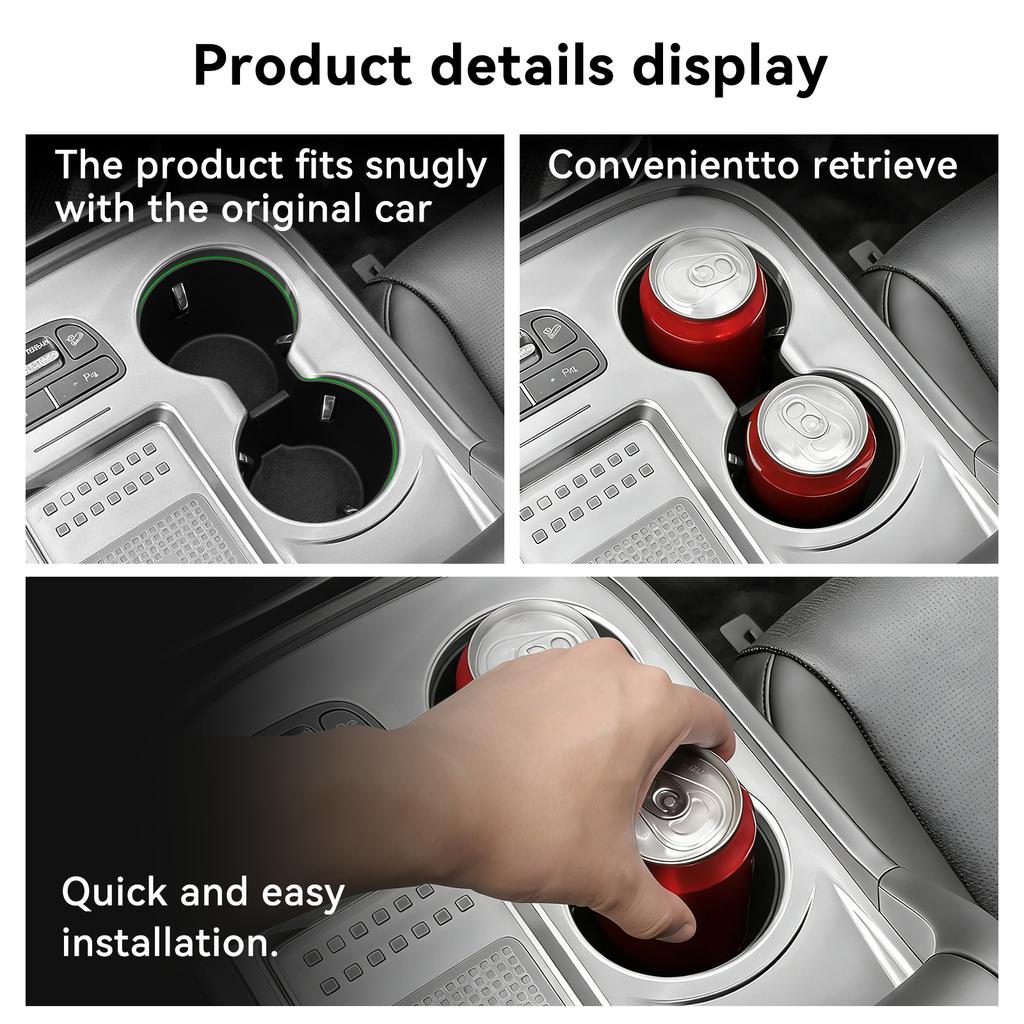 For Hyundai IONIQ 9 2025 2026 Water Cup Holder Storage Box TPE Shock-Absorbing Central Tidying Car Interior Accessories