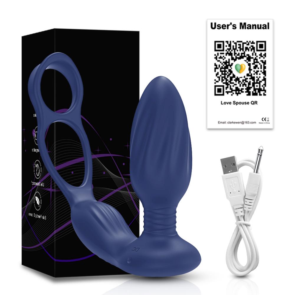 Remote Control Vibrator Butt Plug Anal Plug for Men Anal Stimulate Male Prostate Massager with Dual Penis Ring Sex Toy for Men