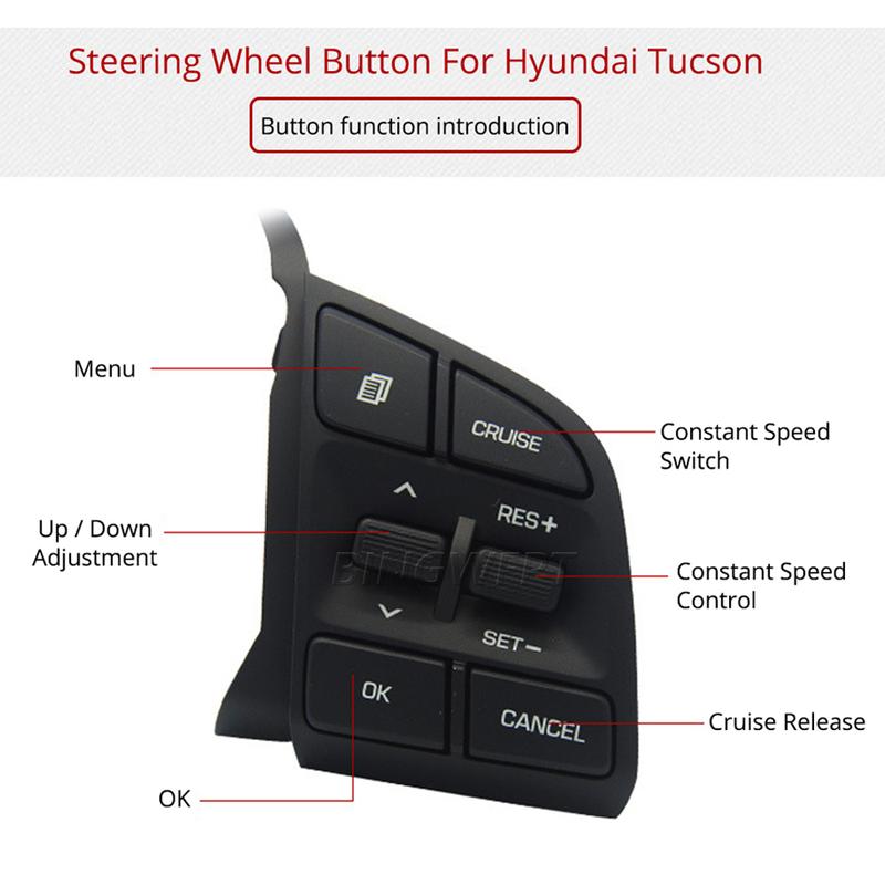 BINGWFPT For Hyundai Tucson IX35 2015-2019 1.6T/2.0 Steering Wheel Cruise Control Button Switch Button 96720D3200