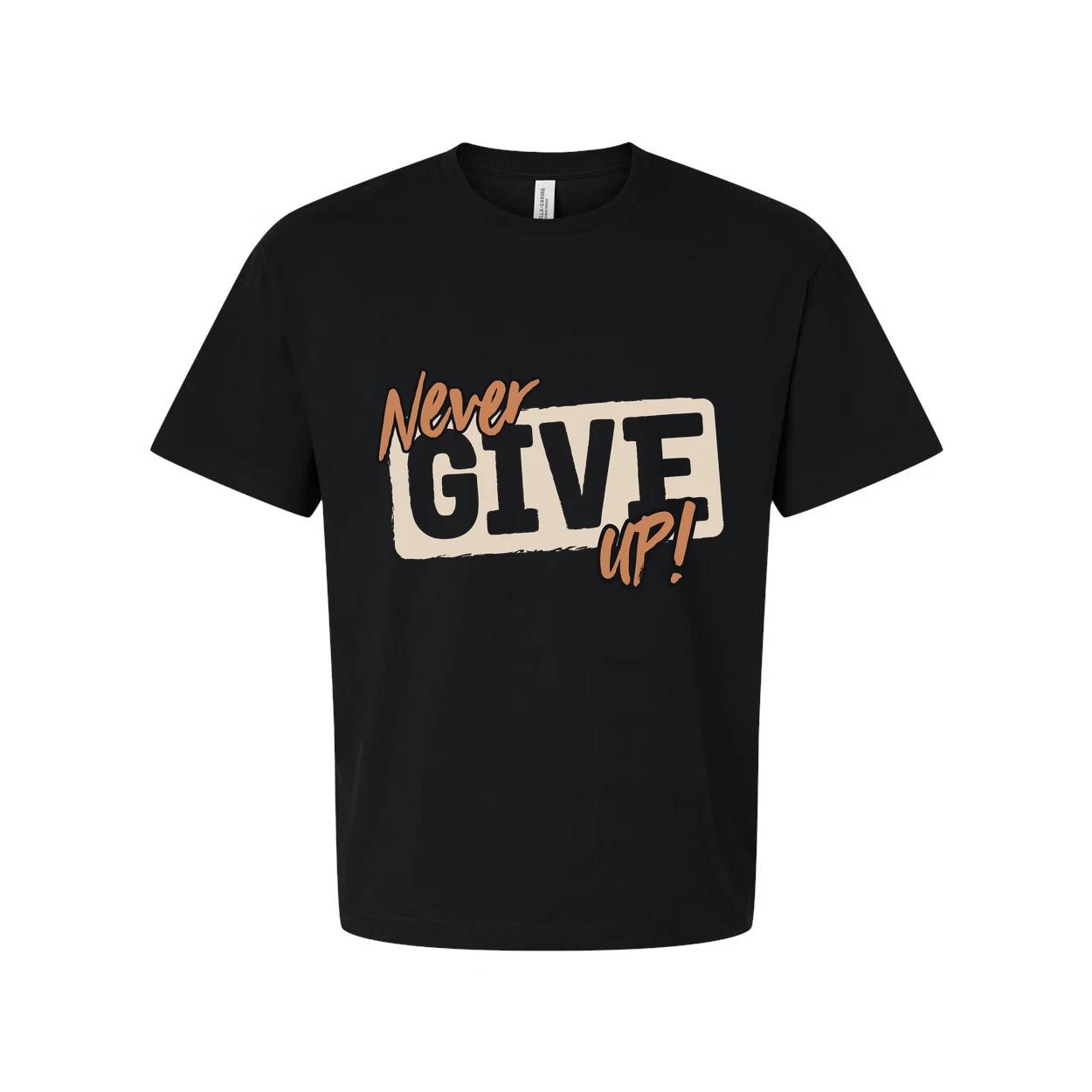 Never Give Up Graphic T Shirt Unisex Short Sleeve Tee With Motivational Quote De XL