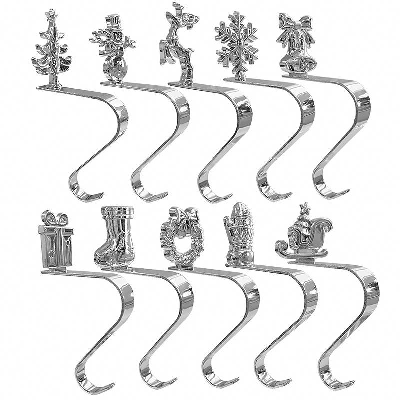 1 Stück Kaminhaken Wohnzimmer Schneeflocke Baum Elf Zuhause Weihnachtsstrumpfhaken Weihnachtsgeschenk Goldener Silberner Haken Schlafzimmer Metall Küche