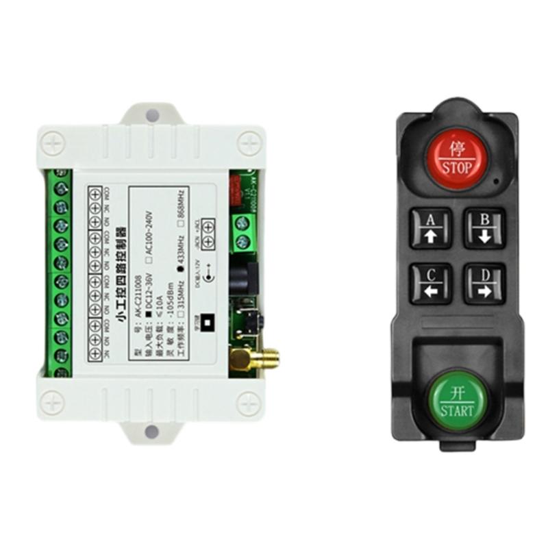433Mhz Wireless Remote Control Switches 12V-36V/220V 4CH Receiver Module with 4-channel Remote Transmitter Set