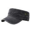 Flat Top Hat Men's Military Hat Solid Color Washed Cotton Hat Washed Cap Light Plate Sunscreen Sun Hat