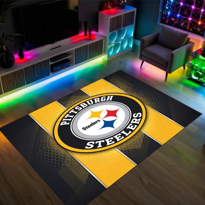 Tappeto in Cristallo di Velluto Design Pittsburgh Steelers Accogliente Non?Tappeto Stampato Antiscivolo per Camera da Letto Soggiorno Ingresso