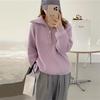Autumn Winter Stand Collar Loose Casual Zipper Pullover Sweater Women Solid Color All-match Bottomed Knitting Top