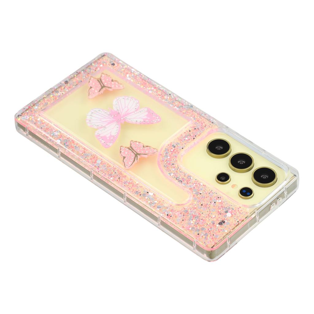 For Samsung Galaxy S23 Ultra Case DIY Butterfly Glitter Epoxy Soft TPU Phone Back Cover
