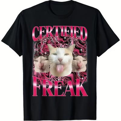 Certifikovaný Blázen Vtipné Kočičí Meme Tričko Živý Grafický Design Krátký Rukáv Lze Prát v Pračce Ležérní Sportovní Košile pro Teenagery Dospělé