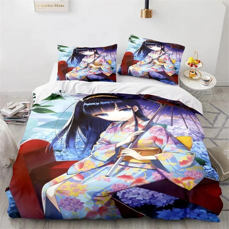 Anime Kawaii Sexy Girl Bettwäscheset Jungen Mädchen Einzelbett Queen-Size Bettbezug Kissenbezug Bett Kinder Erwachsene Mode Heimtextil