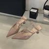French Niche High Heels with Skirt Sandals Fairy Style 2025 New Summer Temperament Pointed Nude Single Shoes Women