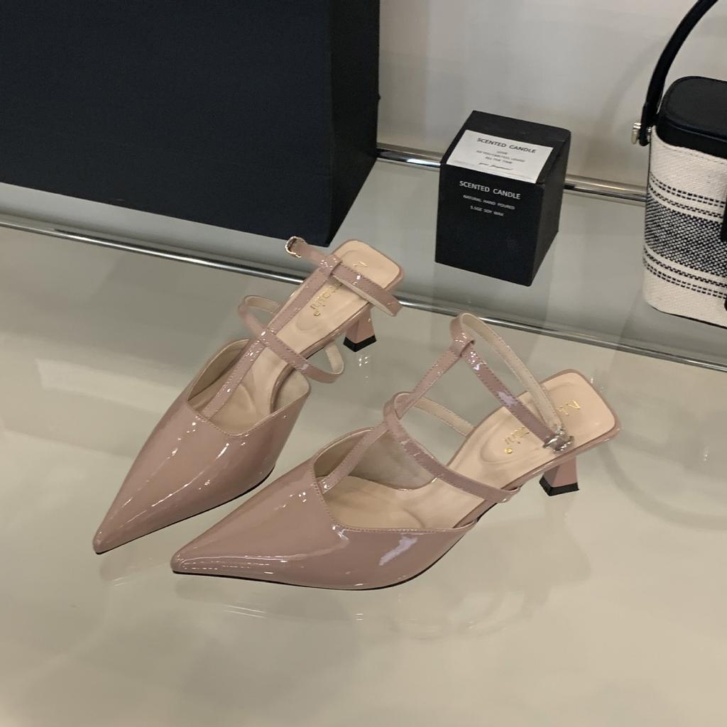 French Niche High Heels with Skirt Sandals Fairy Style 2025 New Summer Temperament Pointed Nude Single Shoes Women