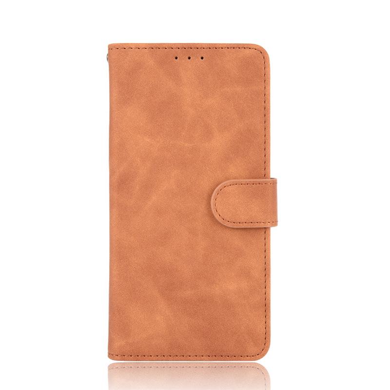 TCL 305i Skin-Feel Card Slot Flip Leather Phone Case - European & American Style Protective Cover Skin-feel коричневый