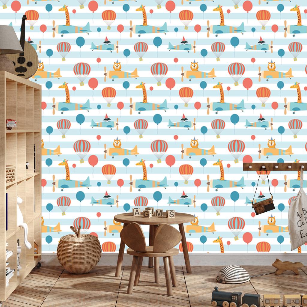 Wallpaper Balloons planes animals for living room and bedroom 50x1000