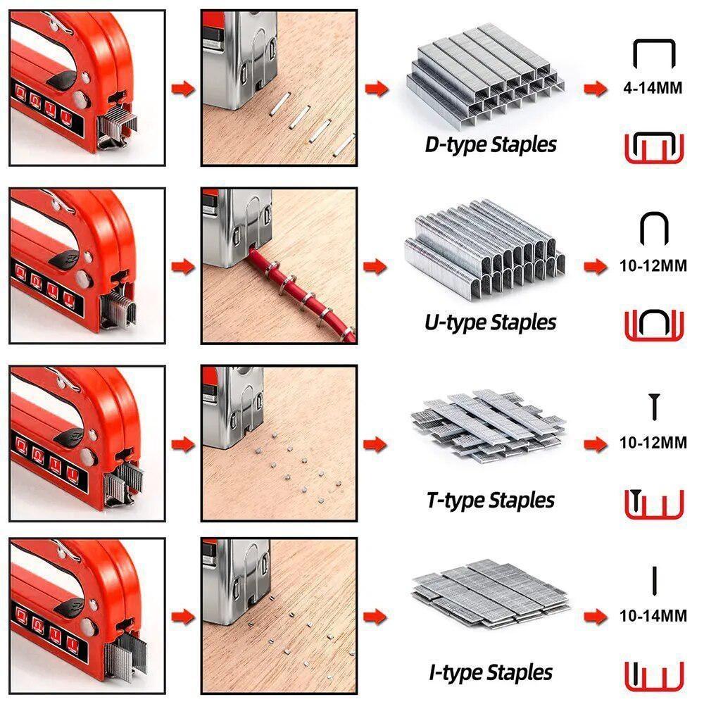 WISEUP Manual Pressure Nail Gun Wood Frame Stapler with Nail Puller Household DIY Wooden Furniture Construction Stapler Tools