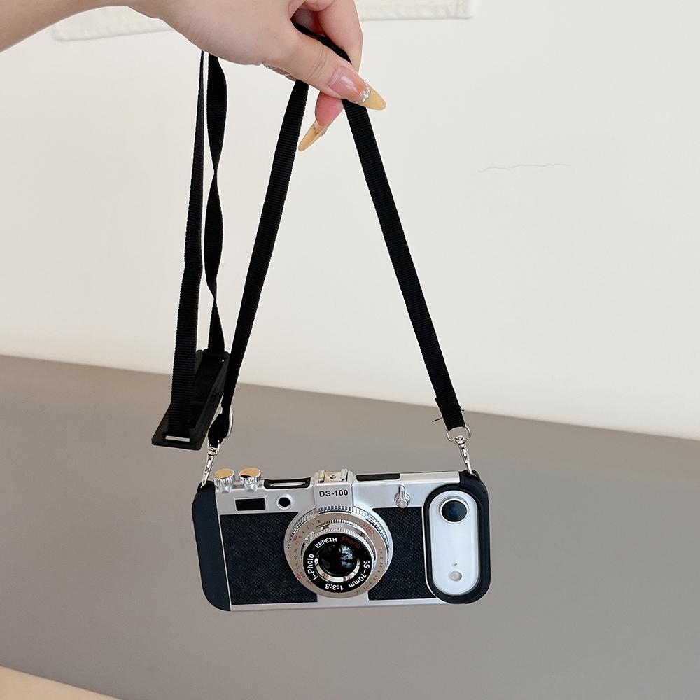 Kamera Muster Crossbody Lanyard Seil Handyhülle Für iPhone 17 16 15 14 13 12 11 Pro Max Weiche Stoßfeste Silikonhülle Mädchen