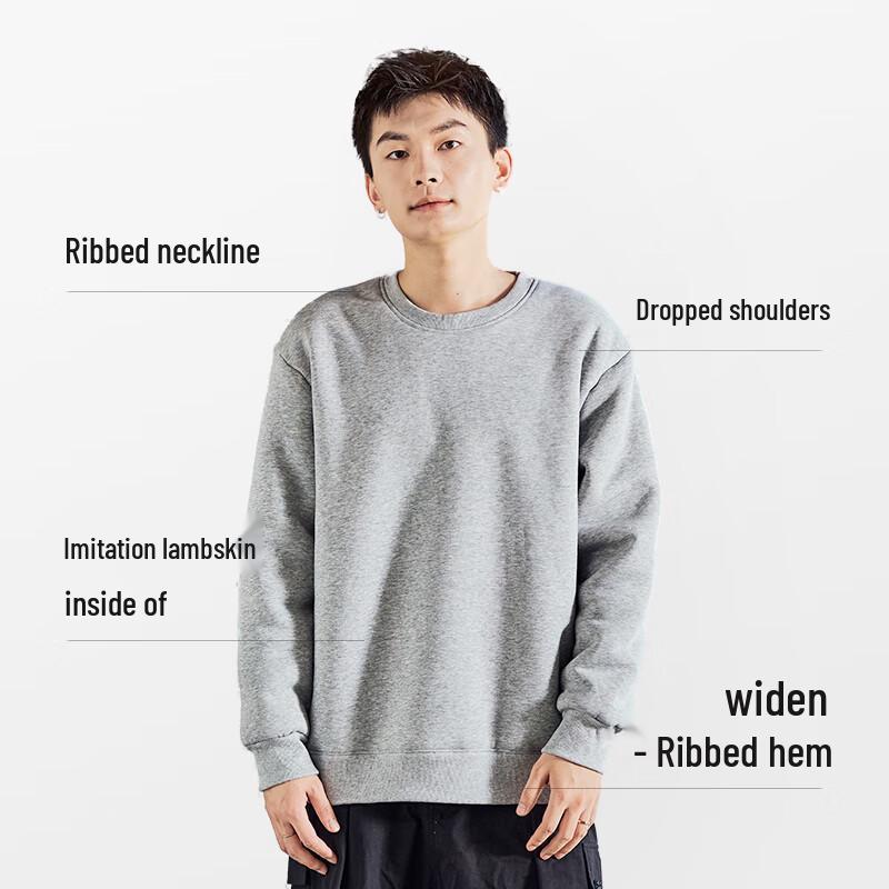 TonLion Men's Fleece-Lined Crew Neck Sweatshirt