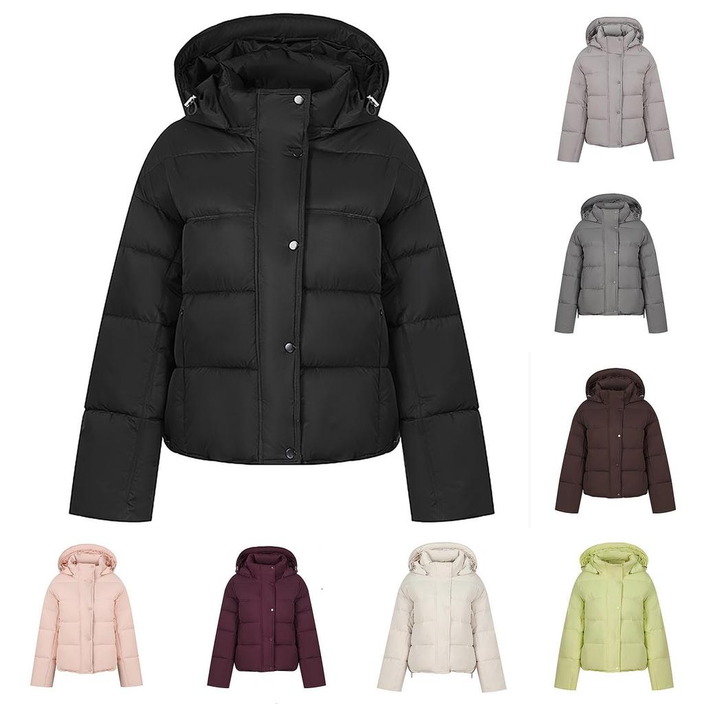 Ladies' Fashionable Solid Color Long Sleeved Loose Warm Hooded Jacket