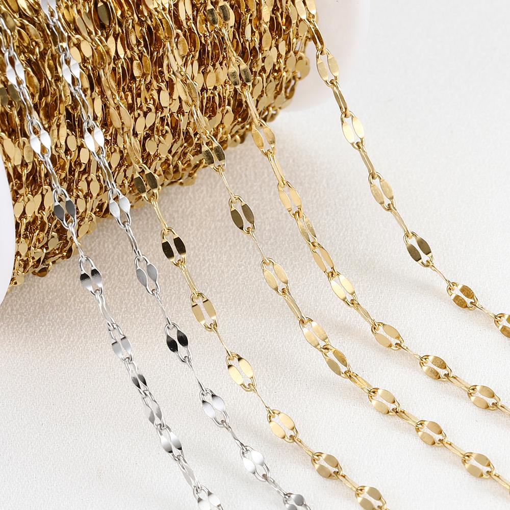 No Fade 2Meters Stainless Steel Lips Chains Handmade Necklace Bracelet Components Wholesale DIY Jewelry Making Accessories Chain