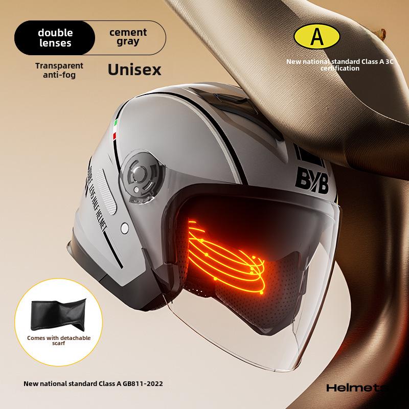 BYB A-Class 3C Certified Universal Helmet with Anti-Fog Dual Lens for Motorcycle/Electric Vehicle (Four Seasons).