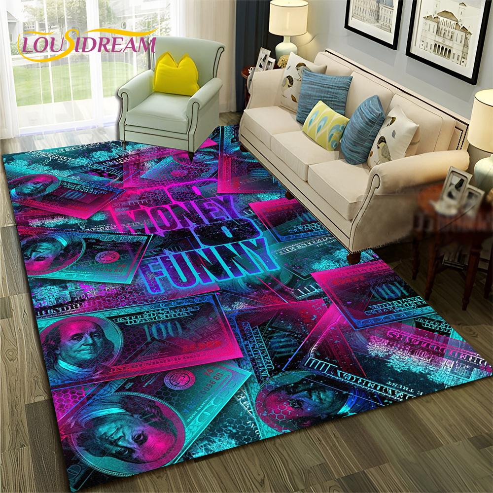 3D Dollar Euro Money  Rich Pattern Carpet Rug for Home Living Room Bedroom Sofa Doormat Decor,Child Area Rug Non-slip Floor Mat
