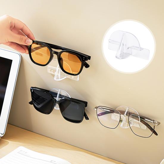 2Pcs Glasses Holder Transparent Wall-Mounted Storage Rack Simple Installation Self-Adhesive Sunglasses Storage Hanger